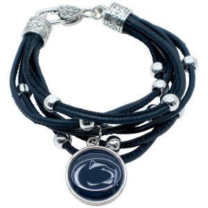 bracelet with Penn State Athletic Logo medallion and multiple navy cord wraps